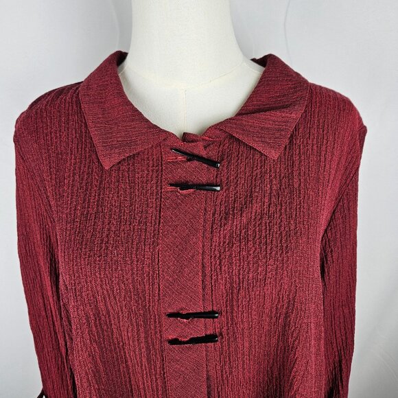 Habitat Clothes To Live In Tunic Top Size Large Red Textured Detail Button Boho - Picture 3 of 11
